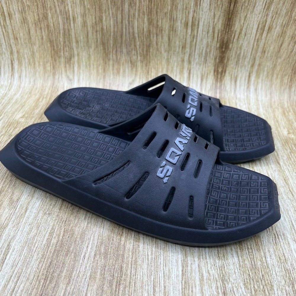 Sqairz Slidez Men's Size 10 Recovery Slides Black‎ Athletic Comfort Sandals